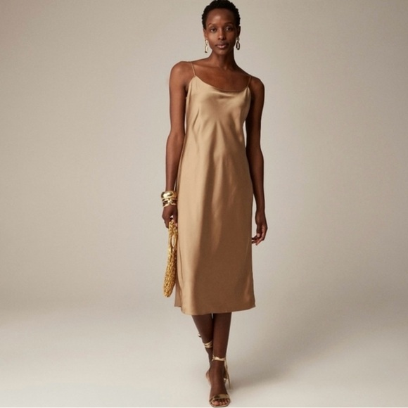 J.Crew NWT Gwyneth Slip Dress in Camel - Picture 1 of 4